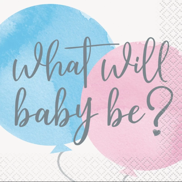 What will baby be? Gender Reveal Baby Shower Party Paper Napkins