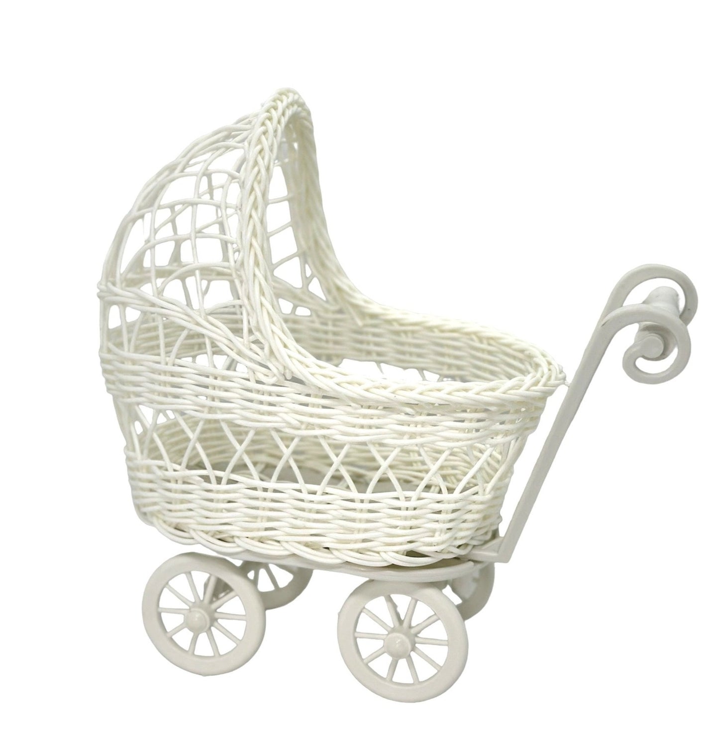 wicker baby carriage centerpiece Baby Shower Carriage Centerpiece – Wicker-Style 9.5" Decoration (White)