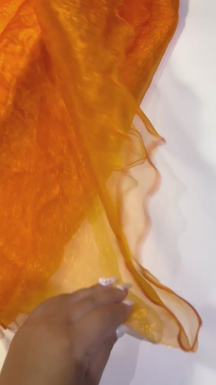 Orange Organza Table Overlay 80" X 80" Square(1 Piece)