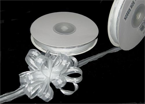 
                  
                    3/8" White Pull Bow Ribbon with Silver Edge (25 yard) 
                  
                