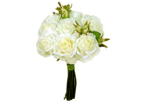 Rose Silk Flower Bouquet Cream