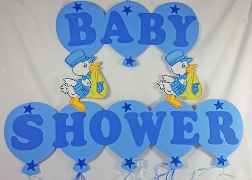 Giant Blue Stork Baby-Shower Banner - 1 piece