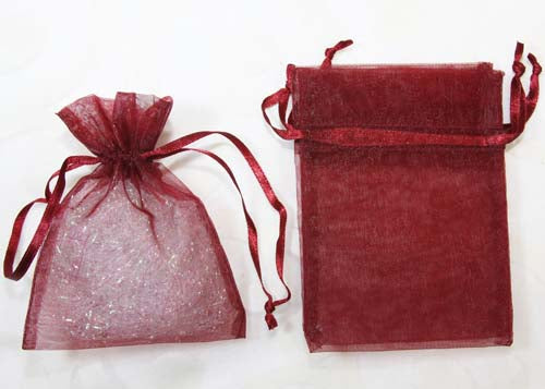 3 X 4 Burgundy Organza Bags (24 Pieces)