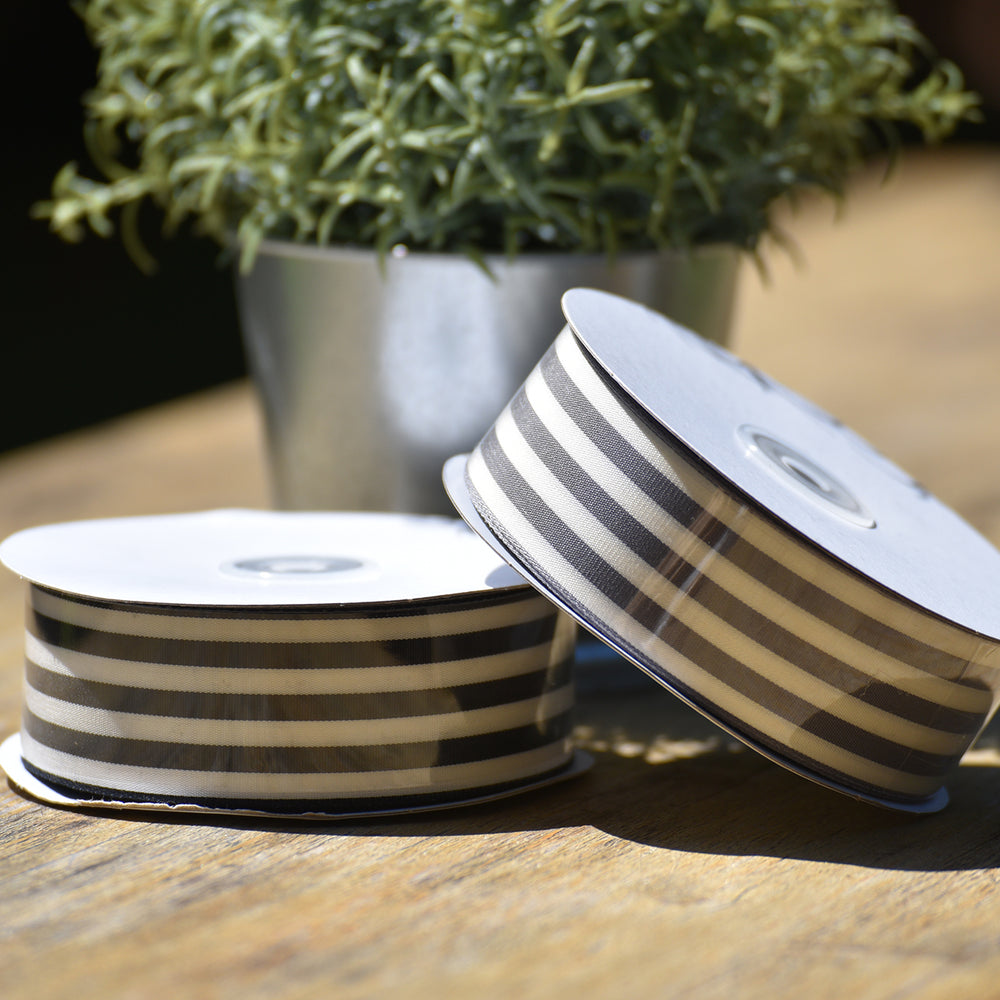 
                  
                    Striped Ribbon in Grey and Cream 1.5 Inch x 25 Yard
                  
                