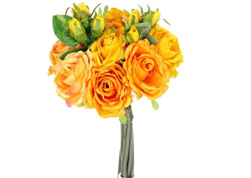 Rose Silk Flower Bouquet Apricot