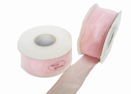 1-1/2" Organza Wired Ribbon Pink (10 Yards)