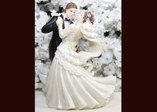 6 Dancing Poly Resin Wedding Cake Topper Couple (12 Pieces)