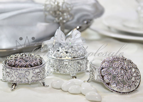 2.5" Plastic Trinket Party Favor Box Silver (12 Pieces)