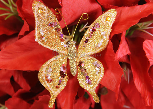 Metallic Nylon Decorative Butterfly Orange Gold(12 Pieces)