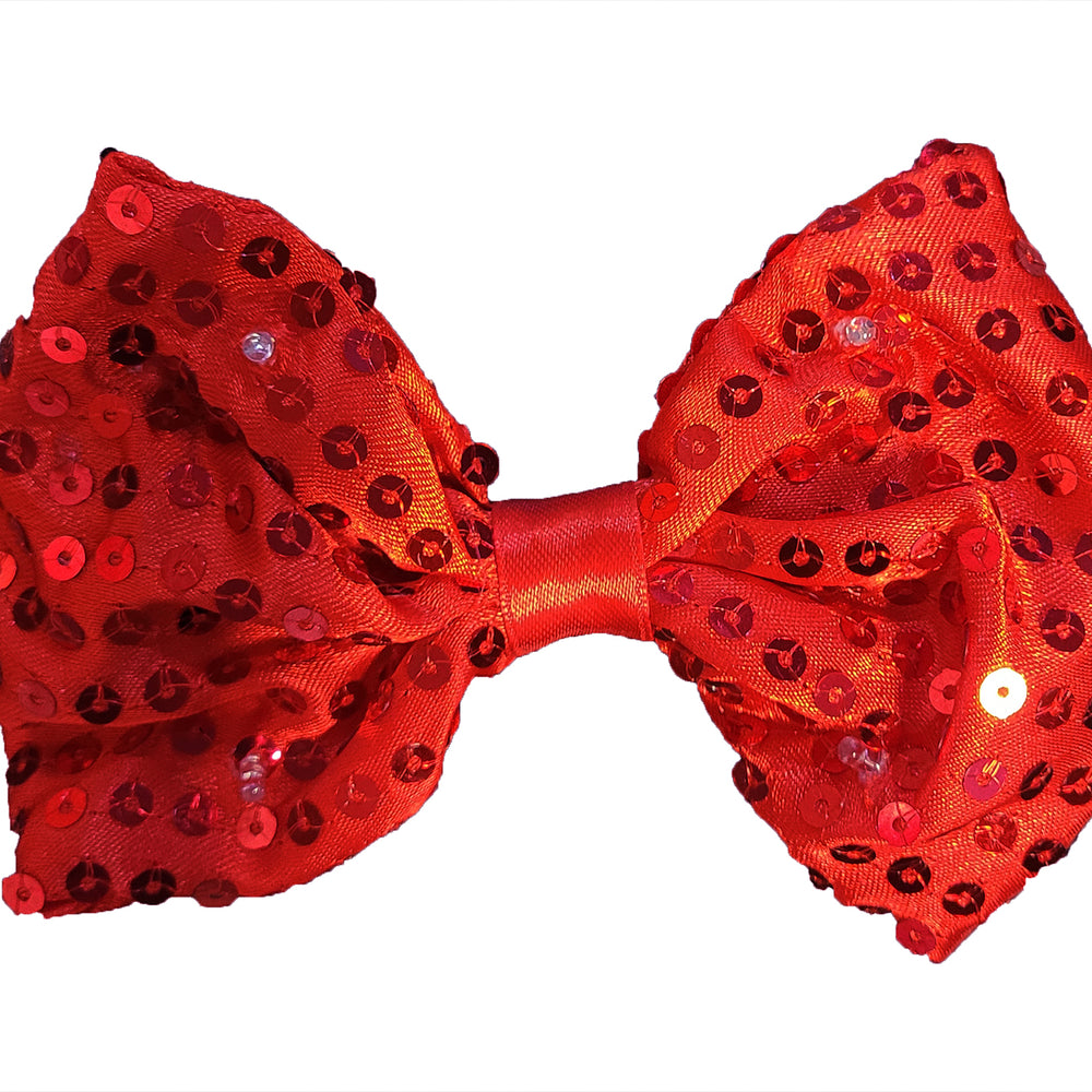 LED Light Up Sequin Bow Tie Red 1