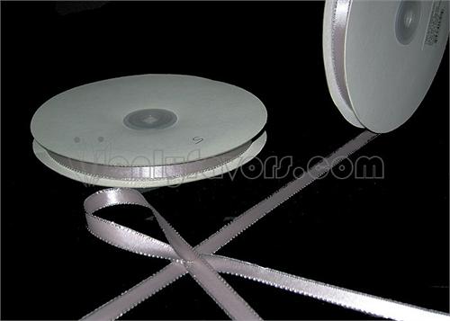 
                  
                    3/8" Double Face Satin Ribbon with Silver Edge Silver 50 Yards 
                  
                