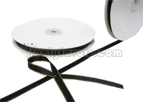 
                  
                    3/8" Double Face Satin Ribbon with Gold Edge Black 50 Yards 
                  
                