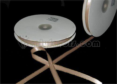 
                  
                    3/8" Double Face Satin Ribbon with Gold Edge Toffee 50 Yards 
                  
                