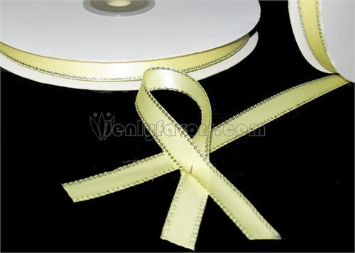 3/8" Satin Ribbon with Silver Edge Yellow 50 Yards 