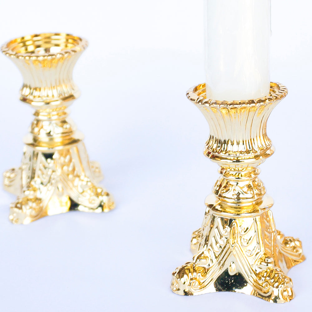Plastic Taper Candle Holder Gold