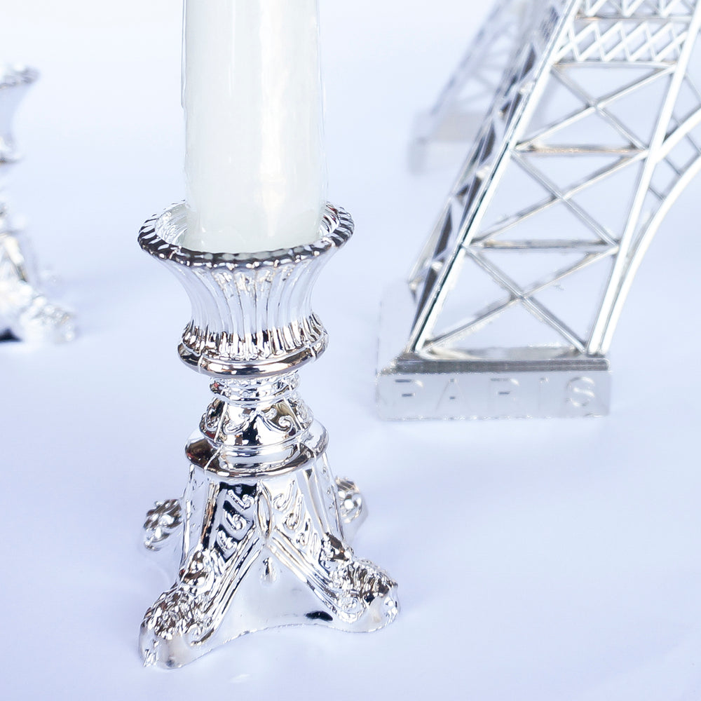 Plastic Taper Candle Holder silver