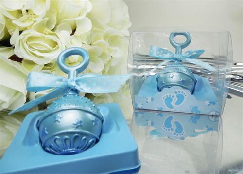 Baby Rattle - Baby Shower Favor blue - 12 pcs